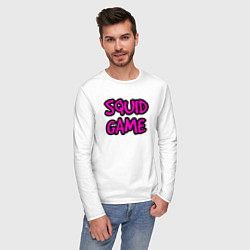Лонгслив хлопковый мужской Pink squid game, цвет: белый — фото 2