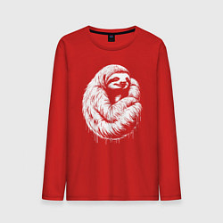 Лонгслив хлопковый мужской Ленивец белой краской, цвет: красный