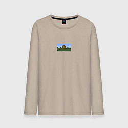 Лонгслив хлопковый мужской Да ты че мем майнкрафт, цвет: миндальный