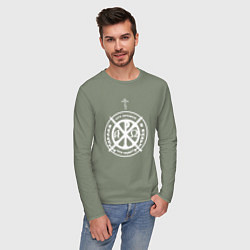 Лонгслив хлопковый мужской Делай что должен и будь что будет белый арт, цвет: авокадо — фото 2