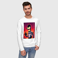 Лонгслив хлопковый мужской Веном Бендер - мем, цвет: белый — фото 2