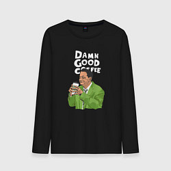 Лонгслив хлопковый мужской Damn good coffee, цвет: черный