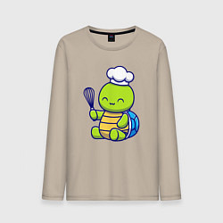 Лонгслив хлопковый мужской Шеф черепашка, цвет: миндальный