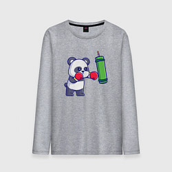 Лонгслив хлопковый мужской Панда боксёр, цвет: меланж