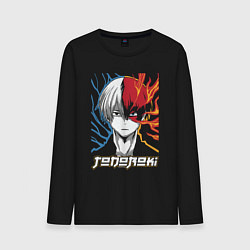 Лонгслив хлопковый мужской Шото Тодороки Моя геройская академия, цвет: черный