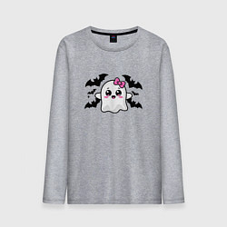 Лонгслив хлопковый мужской Готическое очарование - приведение, цвет: меланж