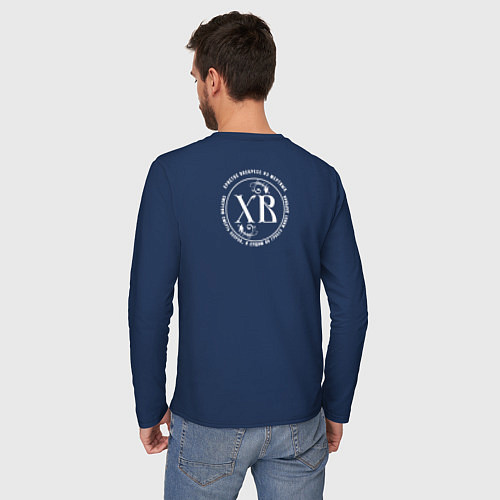 Мужской лонгслив Христос воскресе белый узор / Тёмно-синий – фото 4
