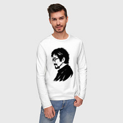 Лонгслив хлопковый мужской Хаяо Миядзаки в профиль, цвет: белый — фото 2