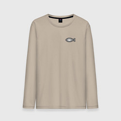 Лонгслив хлопковый мужской Спаси и сохрани фигурный текст, цвет: миндальный