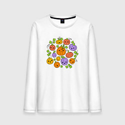 Лонгслив хлопковый мужской Тыковки на хэллоуин, цвет: белый