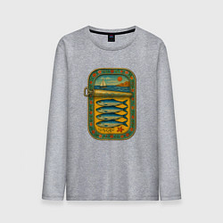 Лонгслив хлопковый мужской Консервы - сардины и море, цвет: меланж