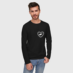 Лонгслив хлопковый мужской Кипр в сердечке монохром, цвет: черный — фото 2