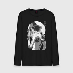 Лонгслив хлопковый мужской One piece Луффи взрослый, цвет: черный