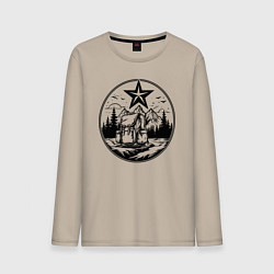 Лонгслив хлопковый мужской Советский путешественник, цвет: миндальный