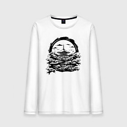 Лонгслив хлопковый мужской Японская пагода, цвет: белый