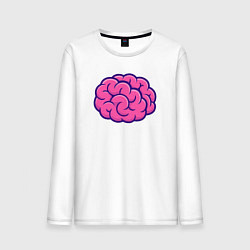 Лонгслив хлопковый мужской Розовый мозг, цвет: белый