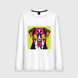 Мужской лонгслив Поп-арт собака: деньги в фокусе