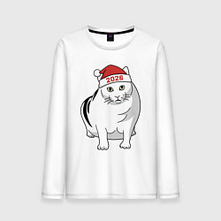 Лонгслив хлопковый мужской Мемный кот Бендер - 2026, цвет: белый