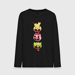 Лонгслив хлопковый мужской Happy Three Friends heads, цвет: черный