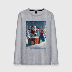 Лонгслив хлопковый мужской Дед Морозио и Принцесса Снегурочка: c подарками в, цвет: меланж