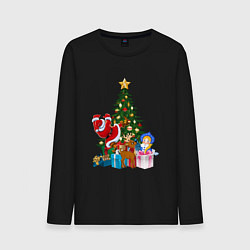 Мужской лонгслив Санта Клаус и снегурочка радуются новому году