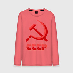 Лонгслив хлопковый мужской СССР Логотип, цвет: коралловый