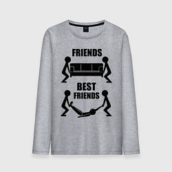 Лонгслив хлопковый мужской Best friends, цвет: меланж