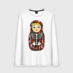Лонгслив хлопковый мужской Матрёшка, цвет: белый