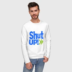 Лонгслив хлопковый мужской Shut up!, цвет: белый — фото 2