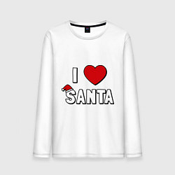 Лонгслив хлопковый мужской I love santa, цвет: белый