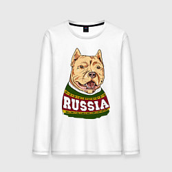 Лонгслив хлопковый мужской Made in Russia: собака, цвет: белый