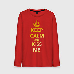 Лонгслив хлопковый мужской Keep Calm & Kiss Me, цвет: красный