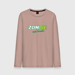 Лонгслив хлопковый мужской Zombie - eat fresh, цвет: пыльно-розовый