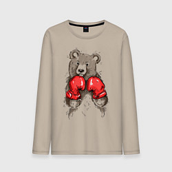 Лонгслив хлопковый мужской Bear Boxing, цвет: миндальный