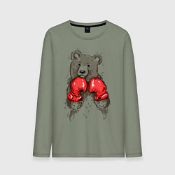 Лонгслив хлопковый мужской Bear Boxing, цвет: авокадо