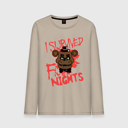 Лонгслив хлопковый мужской I Survived Five Night, цвет: миндальный