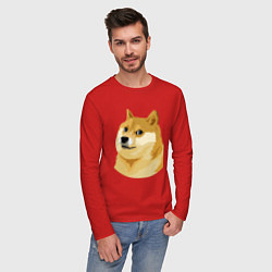 Лонгслив хлопковый мужской Doge, цвет: красный — фото 2