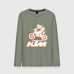 Лонгслив хлопковый мужской KTM белый, цвет: авокадо