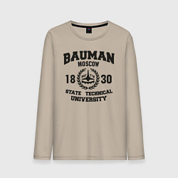 Лонгслив хлопковый мужской BAUMAN University, цвет: миндальный