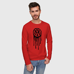 Лонгслив хлопковый мужской Volkswagen, цвет: красный — фото 2