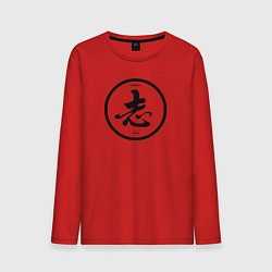 Лонгслив хлопковый мужской Китайский иероглиф, цвет: красный