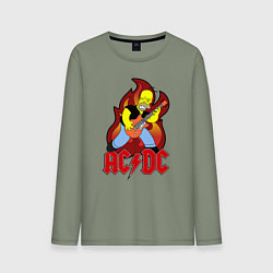 Лонгслив хлопковый мужской AC/DC Homer, цвет: авокадо
