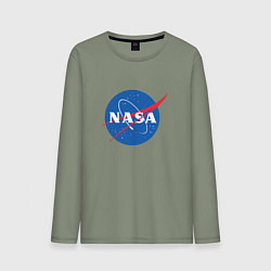 Лонгслив хлопковый мужской NASA: Logo, цвет: авокадо