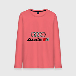 Лонгслив хлопковый мужской Audi, цвет: коралловый