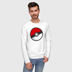 Лонгслив хлопковый мужской Pokeball, цвет: белый — фото 2