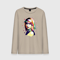 Лонгслив хлопковый мужской Taylor Swift Art, цвет: миндальный