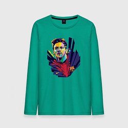 Лонгслив хлопковый мужской Messi Art цвета зеленый — фото 1