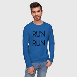 Лонгслив хлопковый мужской BTS: RUN RUN, цвет: синий — фото 2