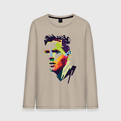 Лонгслив хлопковый мужской Lionel Messi: fun-art, цвет: миндальный