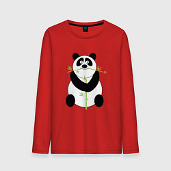 Лонгслив хлопковый мужской Весёлая панда, цвет: красный